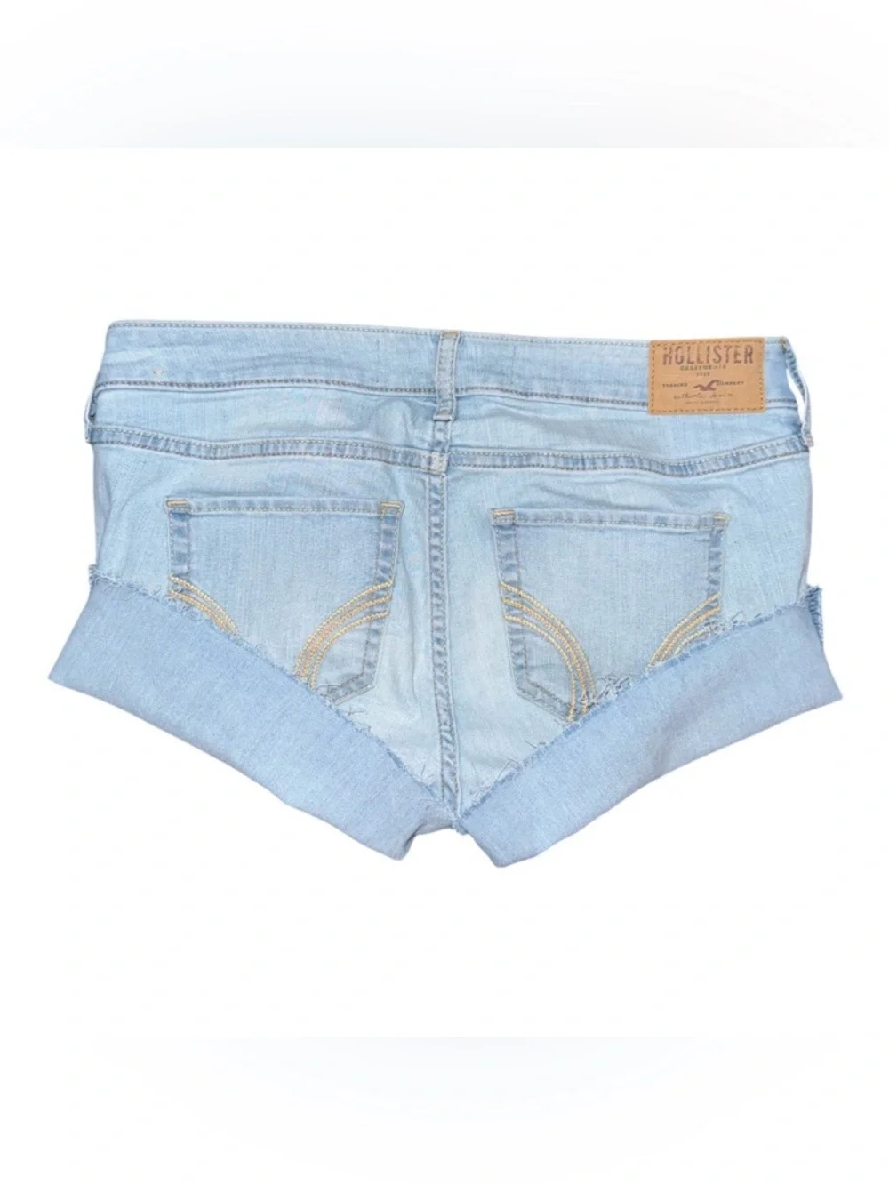 VTG Y2K Hollister Low Rise Micro Mini Jean Booty Shorts Light Wash 5 / 27 Grunge